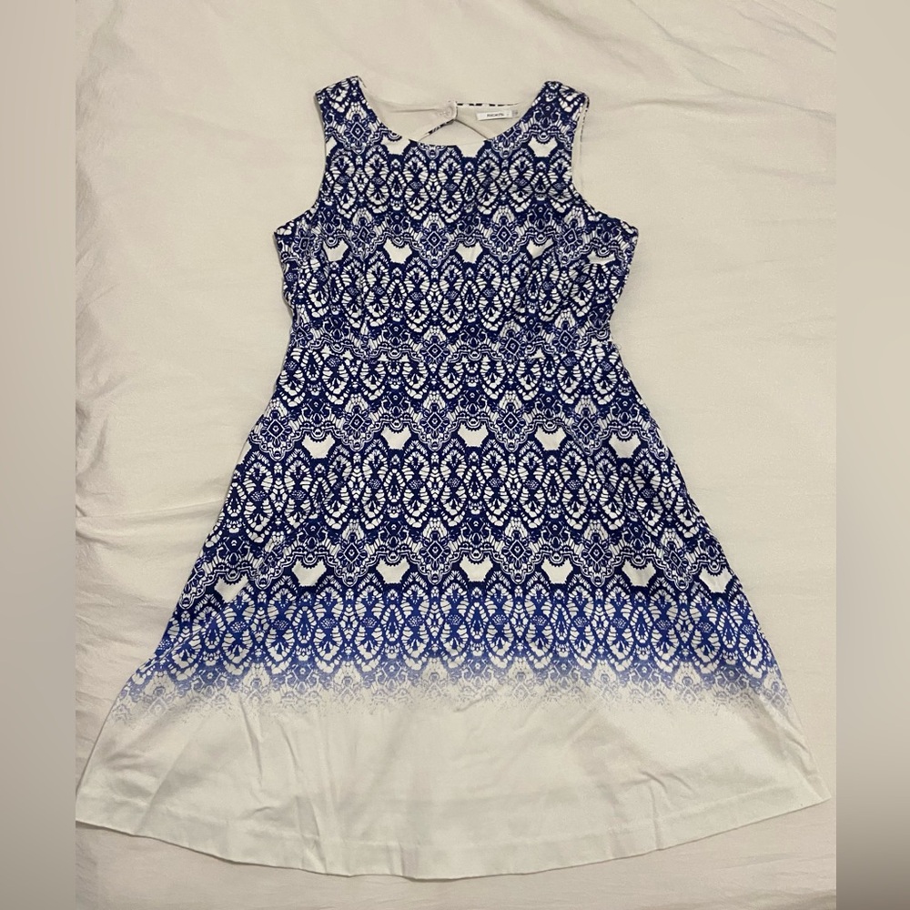 Size 12 - Blue and White Sleeveless Dress - Ricki’s